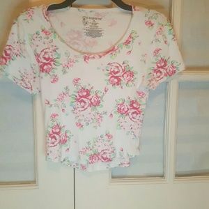Ribbed Floral Crop Top